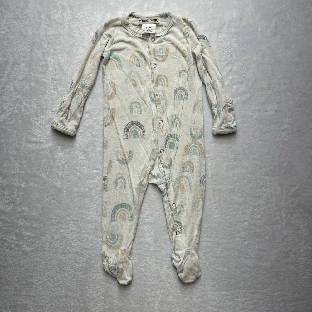 Spearmint Love Bamboo Sleeper Unisex Baby 0-3m Rainbows Footed Sleeper